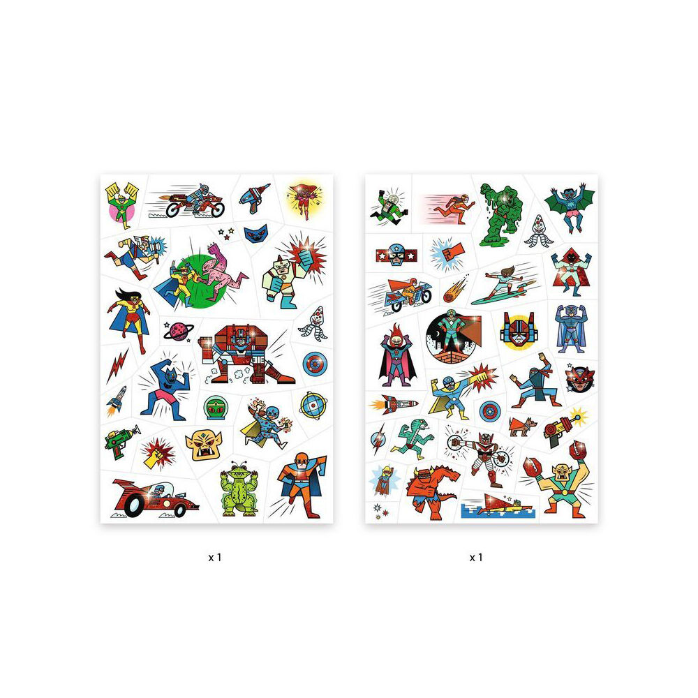 Djeco Heroes vs Villains Temporary/Fake Tattoos Sticker Party Kids 3y+ (50 Pieces) — image 4