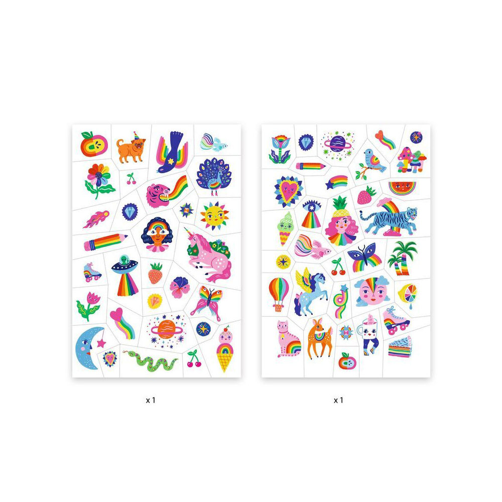 Djeco Rainbow Temporary/Fake Tattoos Sticker Fun Party Kids/Children 3y+ (50 Pieces) — image 2