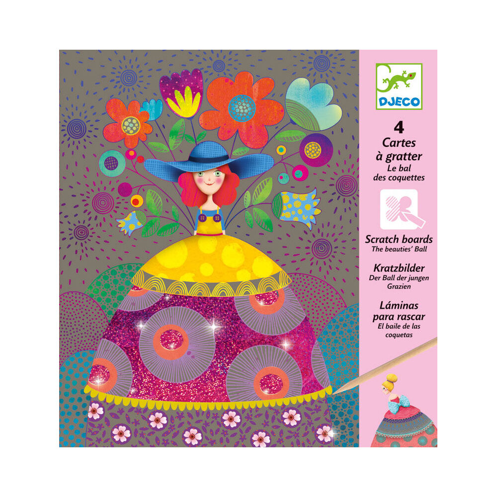 Djeco The Beauties' Ball Scratch Cards w/ Stylus Activity Kit Kids 6y+ (4 Pieces)