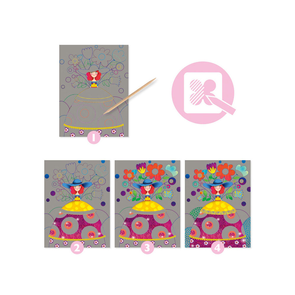 Djeco The Beauties' Ball Scratch Cards w/ Stylus Activity Kit Kids 6y+ (4 Pieces) — image 2