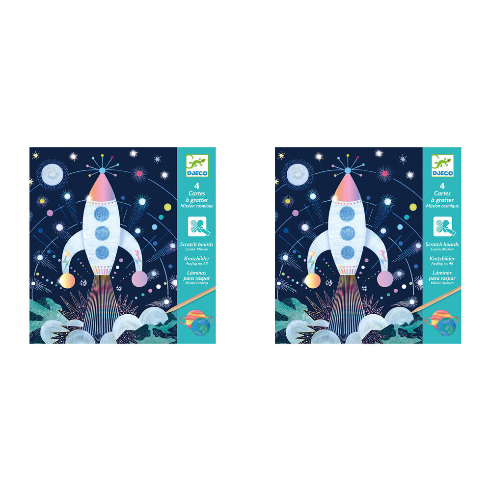 Djeco Cosmic Mission Scratch Cards w/ Stylus Art Activity Kit Kids 6y+ (8 Pieces)