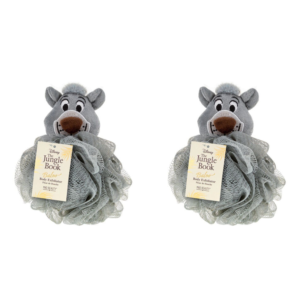 Disney The Jungle Book Baloo Body Exfoliator Shower Loofah Puff Grey (2 Pack)