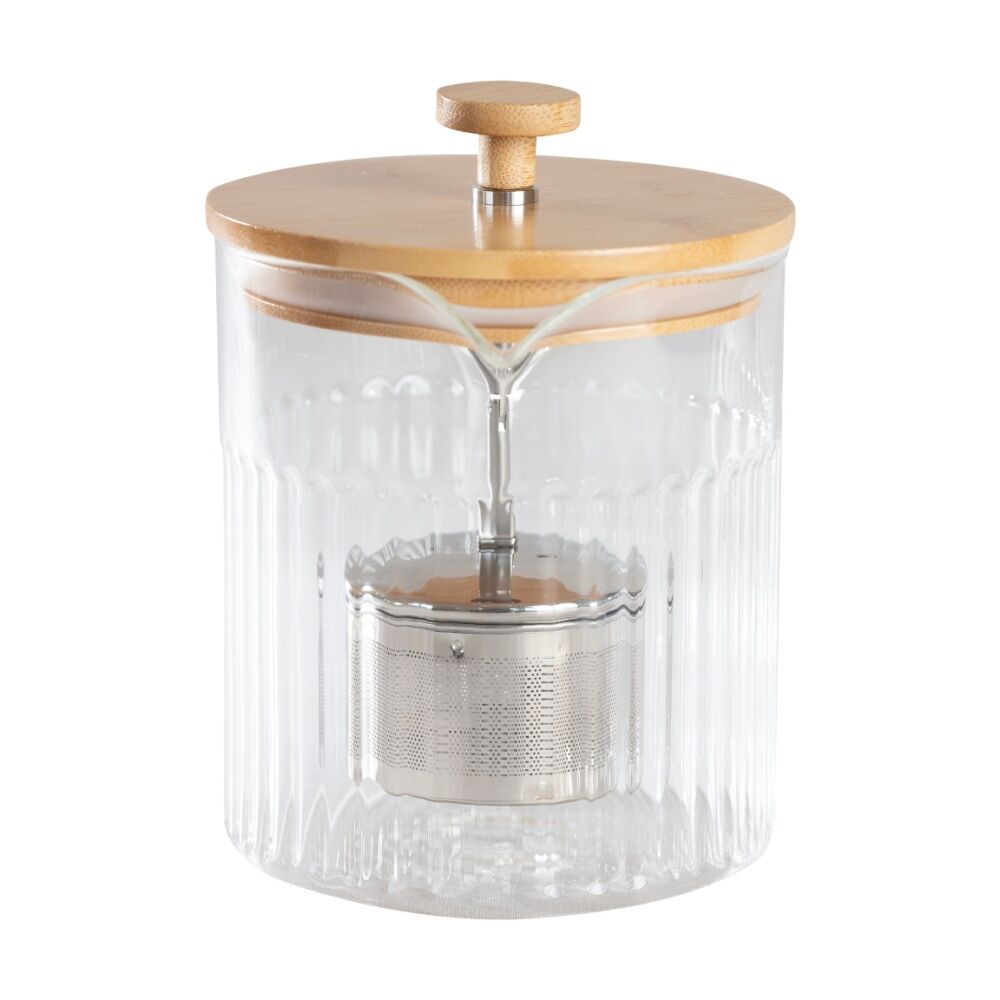 Euroline 1000ml Durable Glass Tea Pot w/Loose Leaf Infuser & Bamboo Lid — image 2