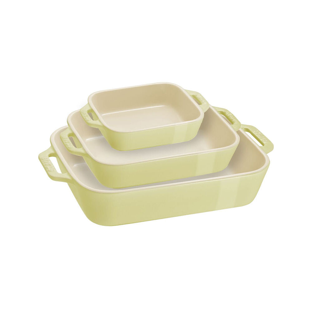 Wahu Staub Ceramic Non-Stick Oven Dish Rectangular Baking Dishes Set (3 Pieces) — Green