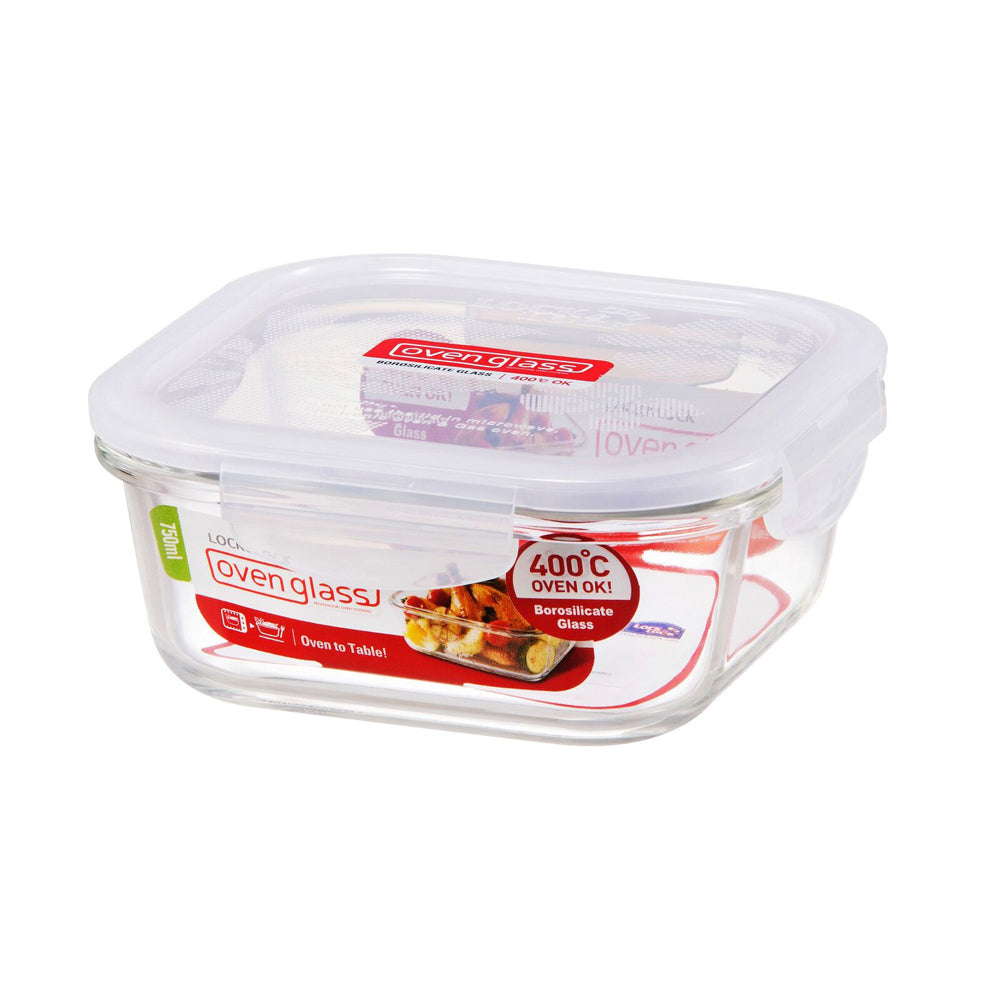 Locknlock 750ml Euro Square Borosilicate Glass Food Container - Clear (2 Pack) — image 2