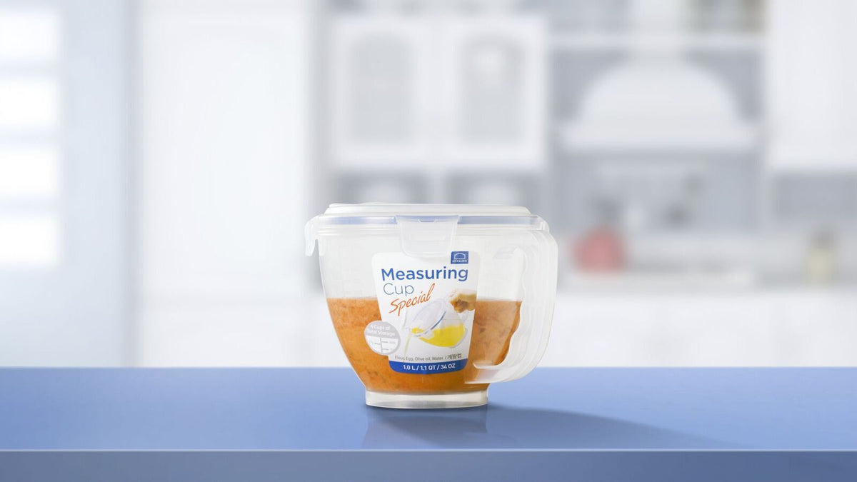 Locknlock 1L Classic Airtight Measuring Cup w/ Flip Cap Lid Container Clear (2 Pack) — image 2