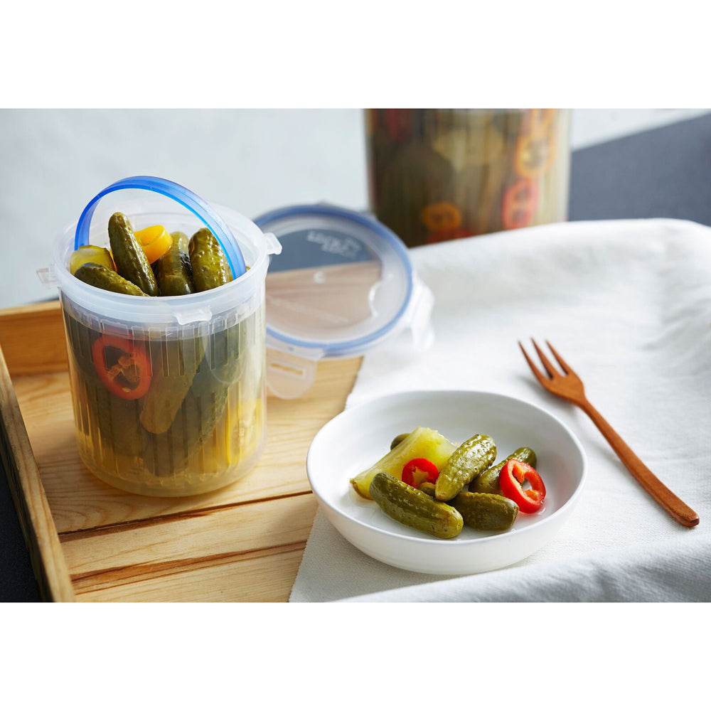 Locknlock 1.4L Airtight Classic Round Food Container w/ Draining Basket Clear — image 5