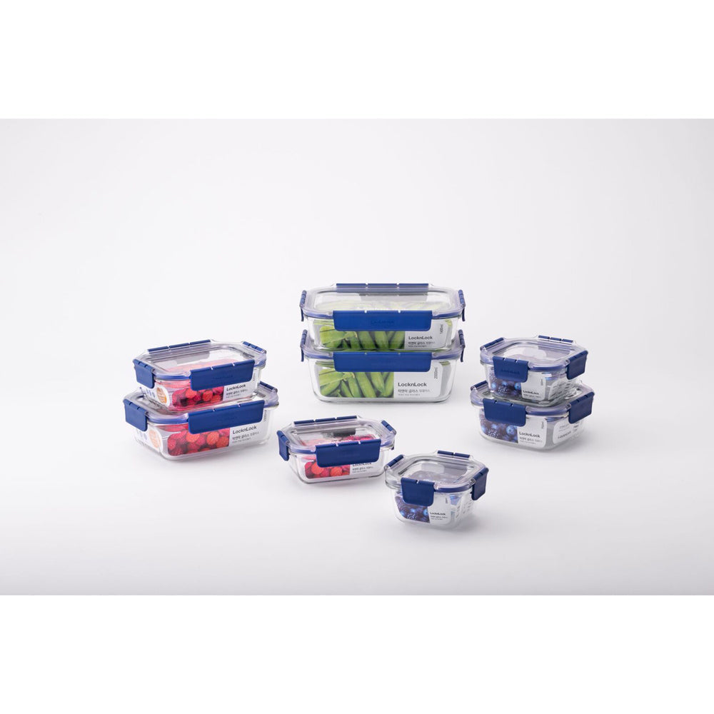 Locknlock Top Class 2L/25cm Glass w/Tritan Lid Rectangular Container Storage BLU — image 5