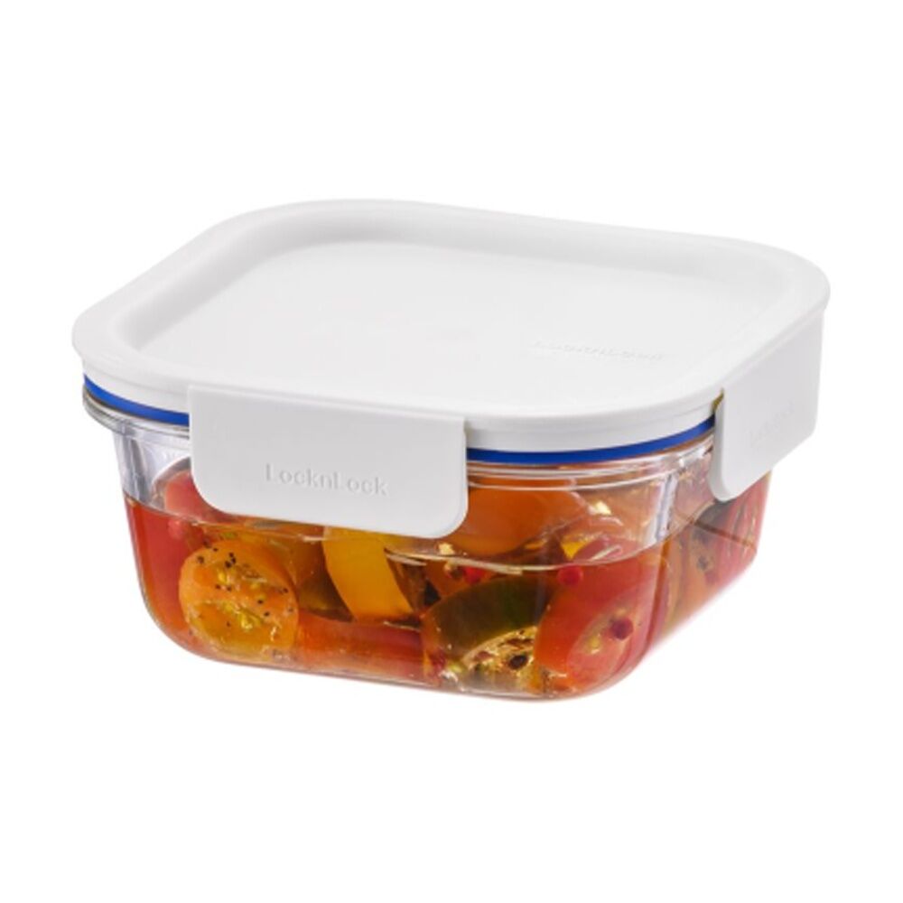Locknlock Clear Glass Food Storage Container Microwave Safe 500ml White Lid (2 Pack) — image 2