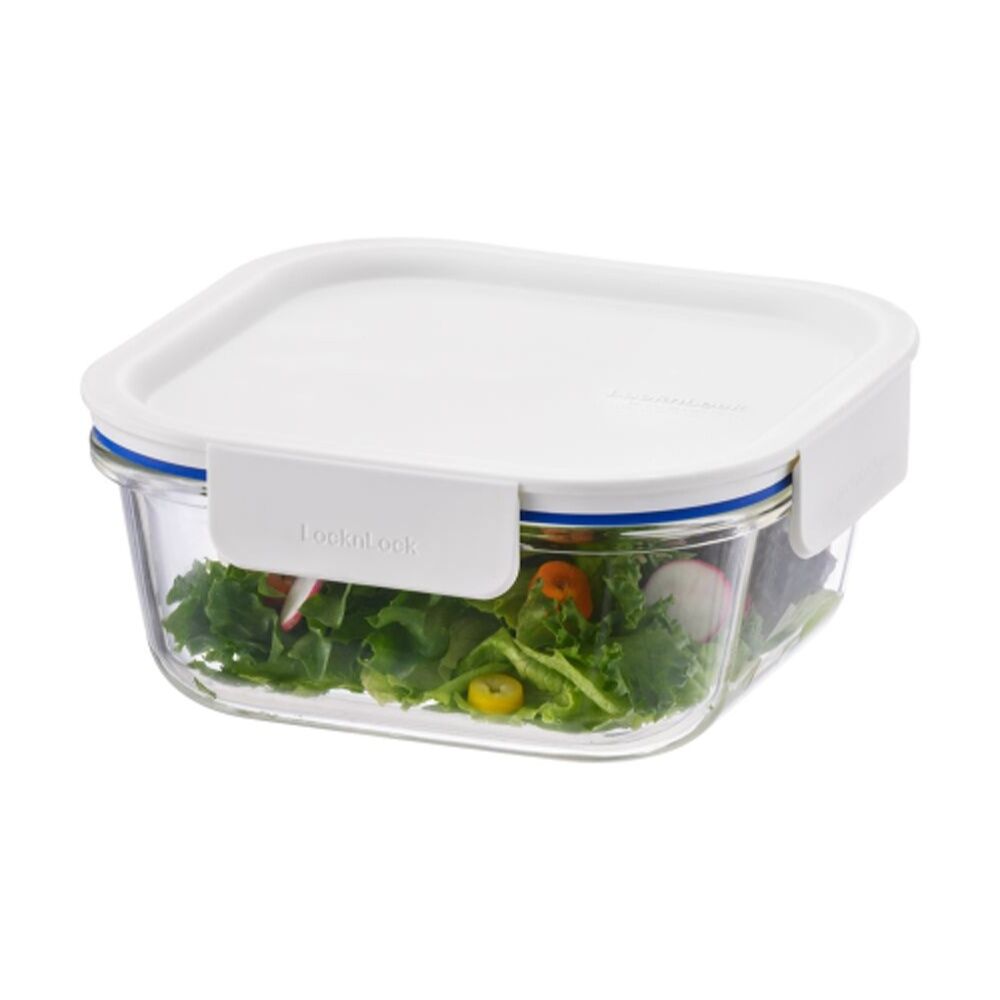Locknlock 750ml White Lid Clear Glass Food Storage Container Microwave Safe