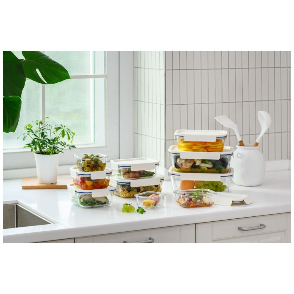 Locknlock 750ml White Lid Clear Glass Food Storage Container Microwave Safe — image 3