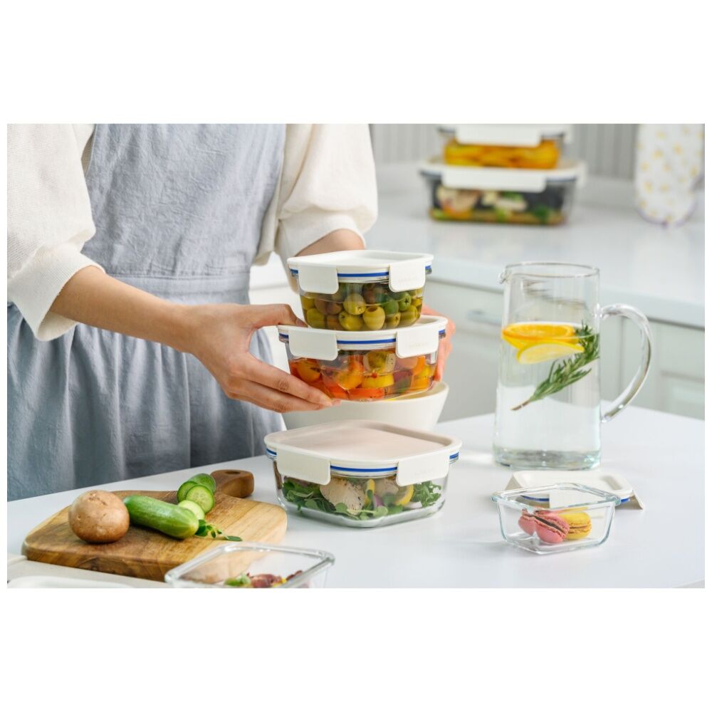 Locknlock 750ml White Lid Clear Glass Food Storage Container Microwave Safe — image 4