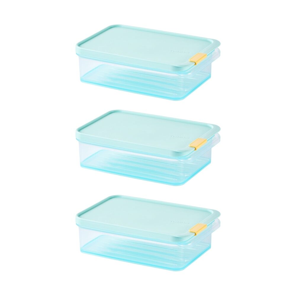 Locknlock Freezer Fit Food Storage Container Microwave Safe 1.05L Blue Lid (3 Pack)
