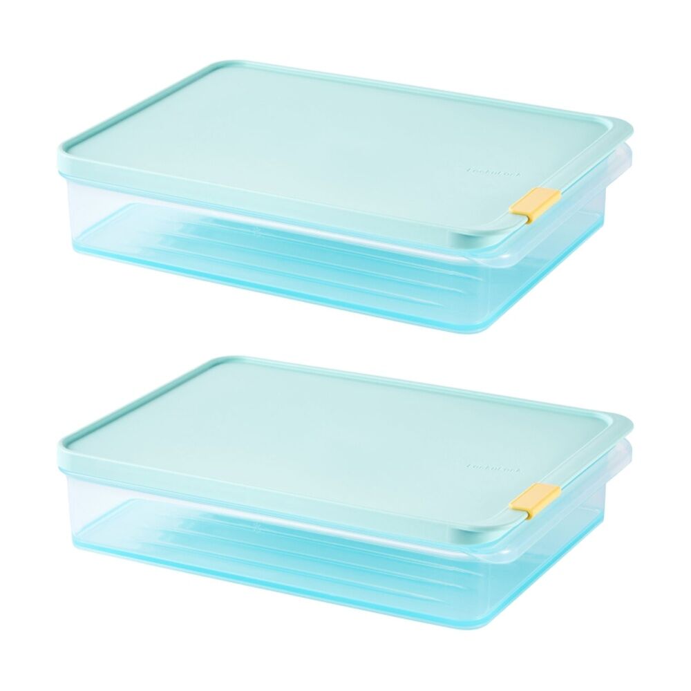 Locknlock Freezer Fit Food Storage Container Microwave Safe 2.2L Blue Lid (2 Pack)