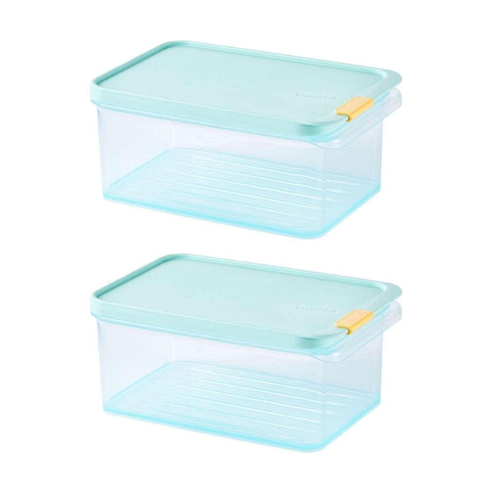 Locknlock Freezer Fit Food Container Microwave Safe w/15ml Divide 1.65L Blue (2 Pack)