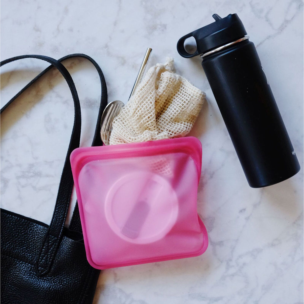 Stasher Silicone 828ml/19cm Reusable Sandwich Bag Storage Travel Pouch Raspberry — image 8