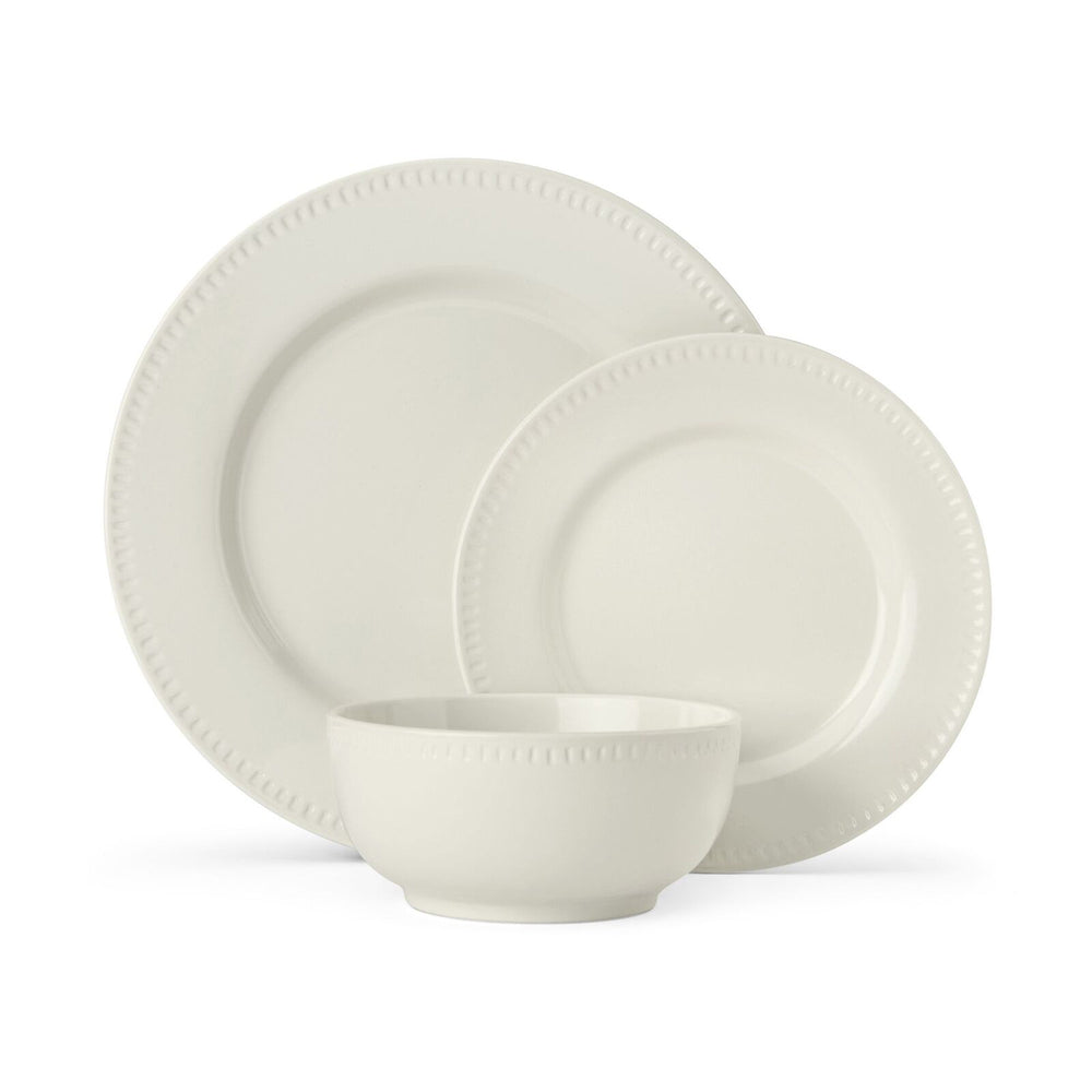 Mikasa Cranborne Stoneware Everyday Dining Dinner Plates/Bowls Set - Cream (12 Pieces)