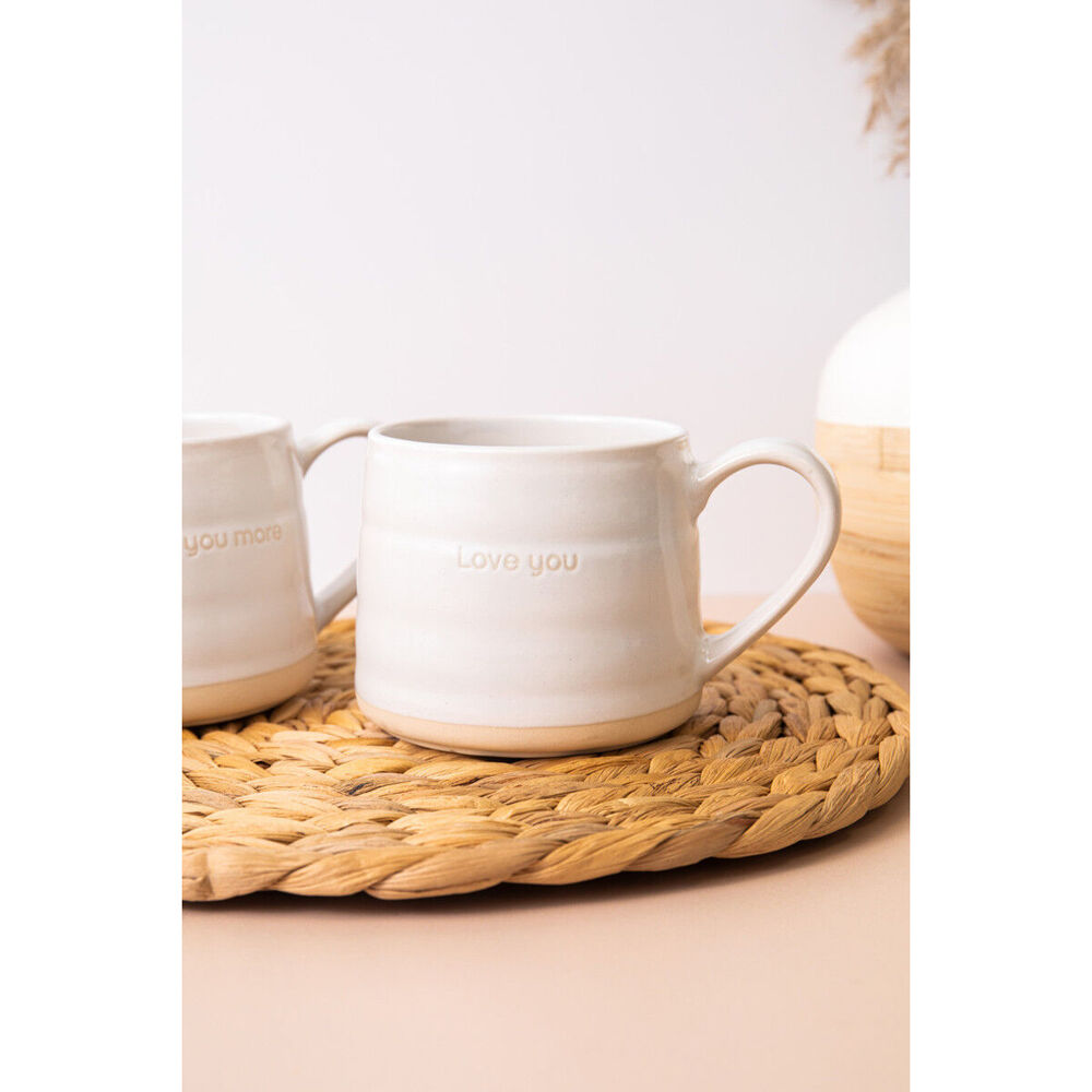 Mikasa Farmhouse 'Love You' Stoneware Drinking Mugs/Cups, 380ml, White (2 Pieces) — image 2