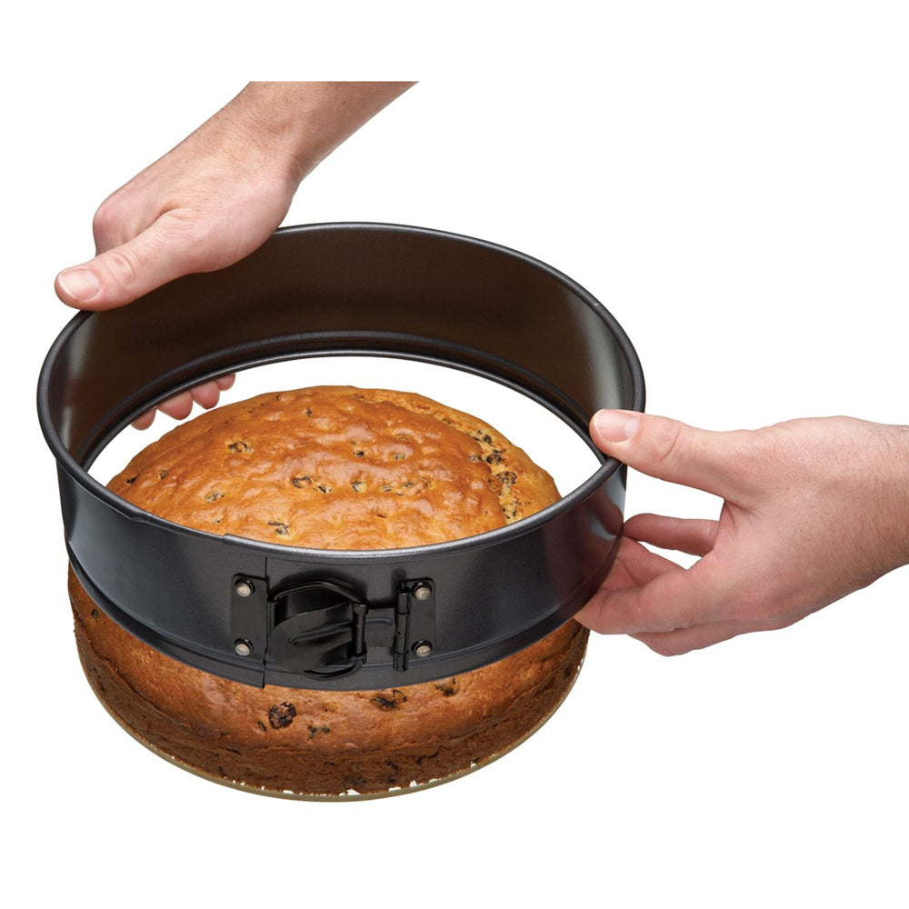 Mastercraft 25cm Springform Non-Stick Round Glass Base Cake Pan Baking Black (2 Pack)