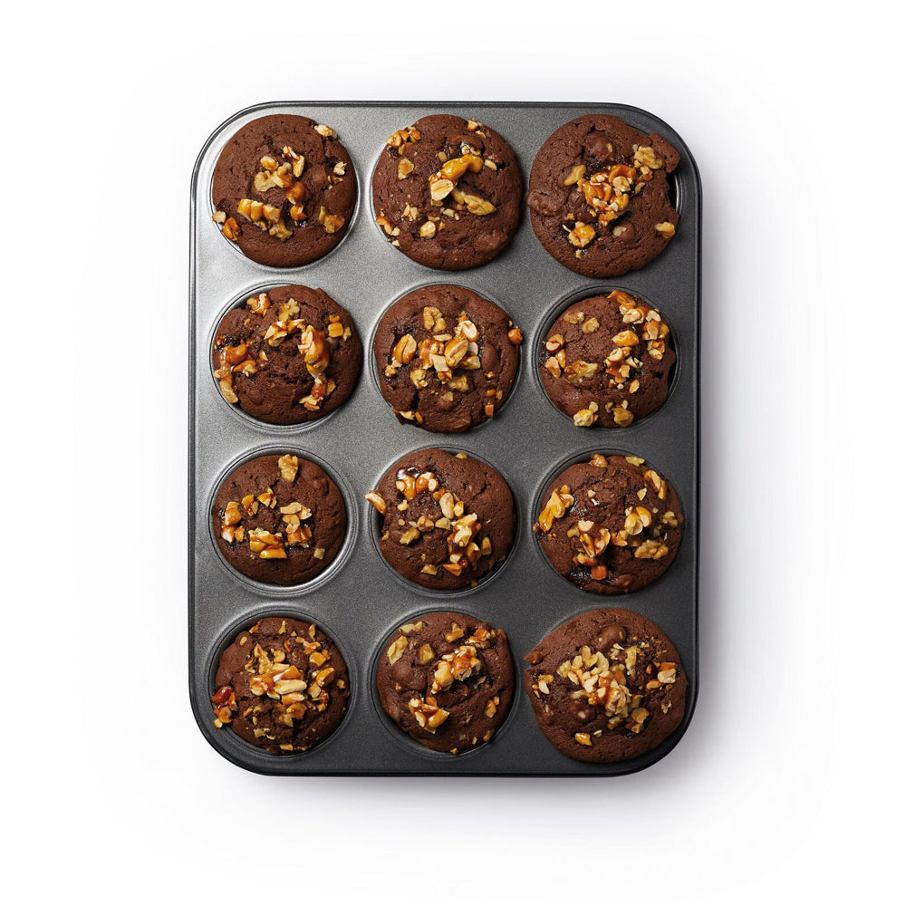 Mastercraft 35x27cm Heavy Base 12-Cup Non-Stick Muffin Cupcake Pan - Black (2 Pack) — image 4