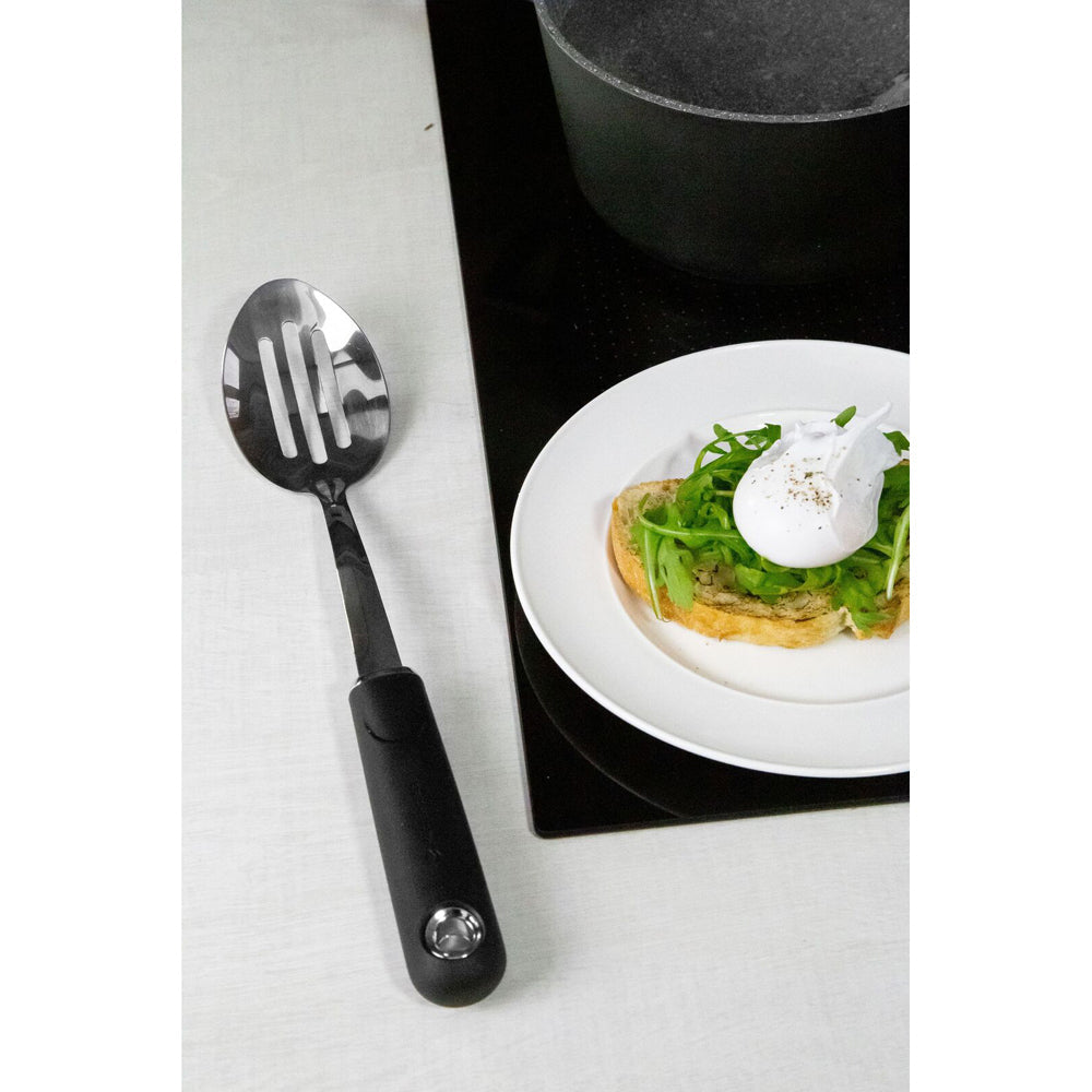 Mastercraft Soft Grip 34cm Stainless Steel Slotted Spoon Cooking Utensil BLK (3 Pack)