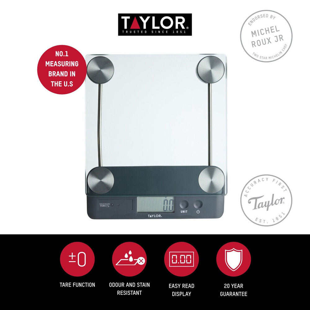 Taylor Glass Digital Food Weight Measure Kitchen Scale Touchless Tare 14.4kg — image 4