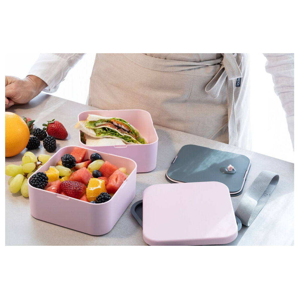 Wahu Cuisena RPET Square Bento Food Storage Container Lunch Box 14x14cm Pink — image 2