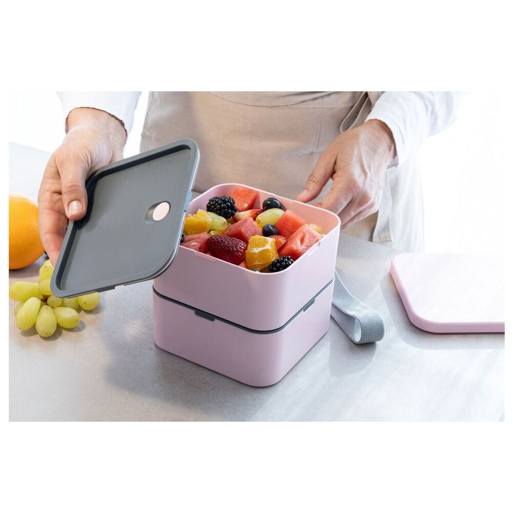 Wahu Cuisena RPET Square Bento Food Storage Container Lunch Box 14x14cm Pink — image 4