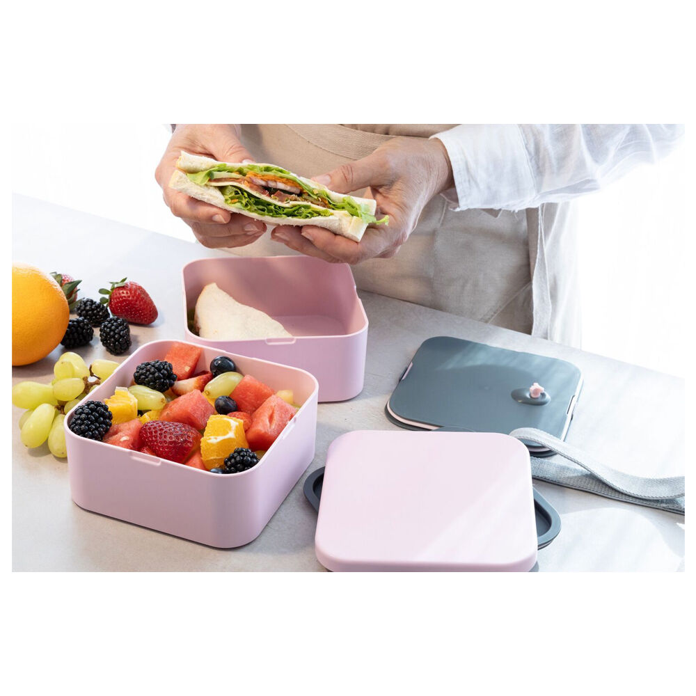 Wahu Cuisena RPET Square Bento Food Storage Container Lunch Box 14x14cm Pink — image 3