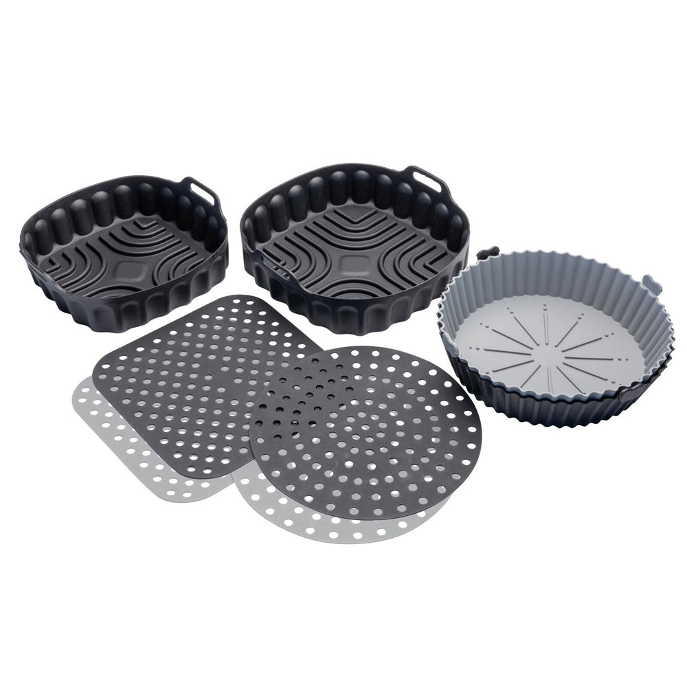 Cuisena Air Fryer Silicone Reusable Square Mat Black & Grey 18.5cm (2 Pieces) — image 2