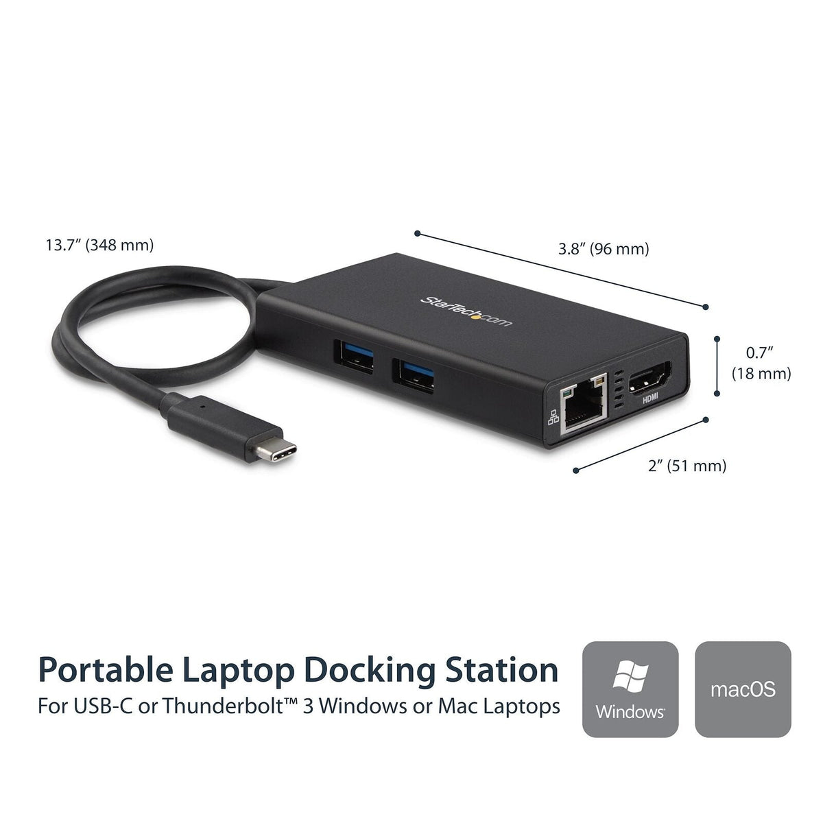 Star Tech USB-C Multiport Adapter to 4K HDMI/Ethernet/USB 60W Dock f/ Laptop BLK — image 2