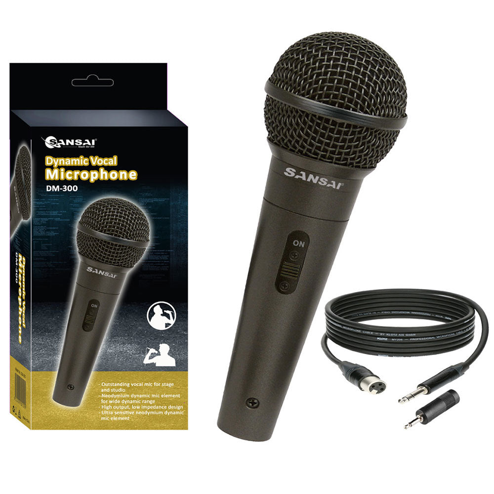 Sansai Dynamic Professional Vocal Microphone Corded Mic for PA Speaker Studio 3m Cable Length