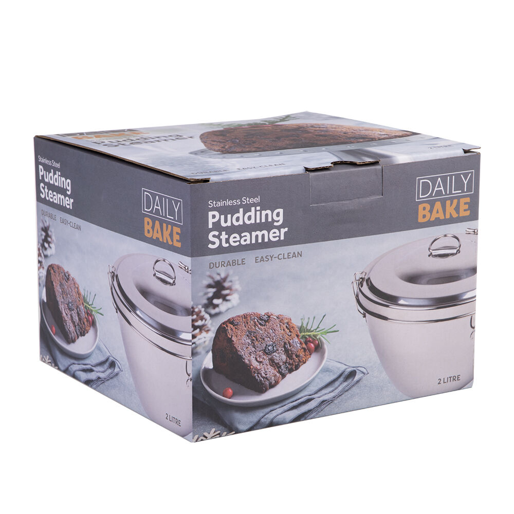 Daily Bake 2L Stainless Steel Pudding Steamer w/ Lid Cover Cookware Silver — image 2