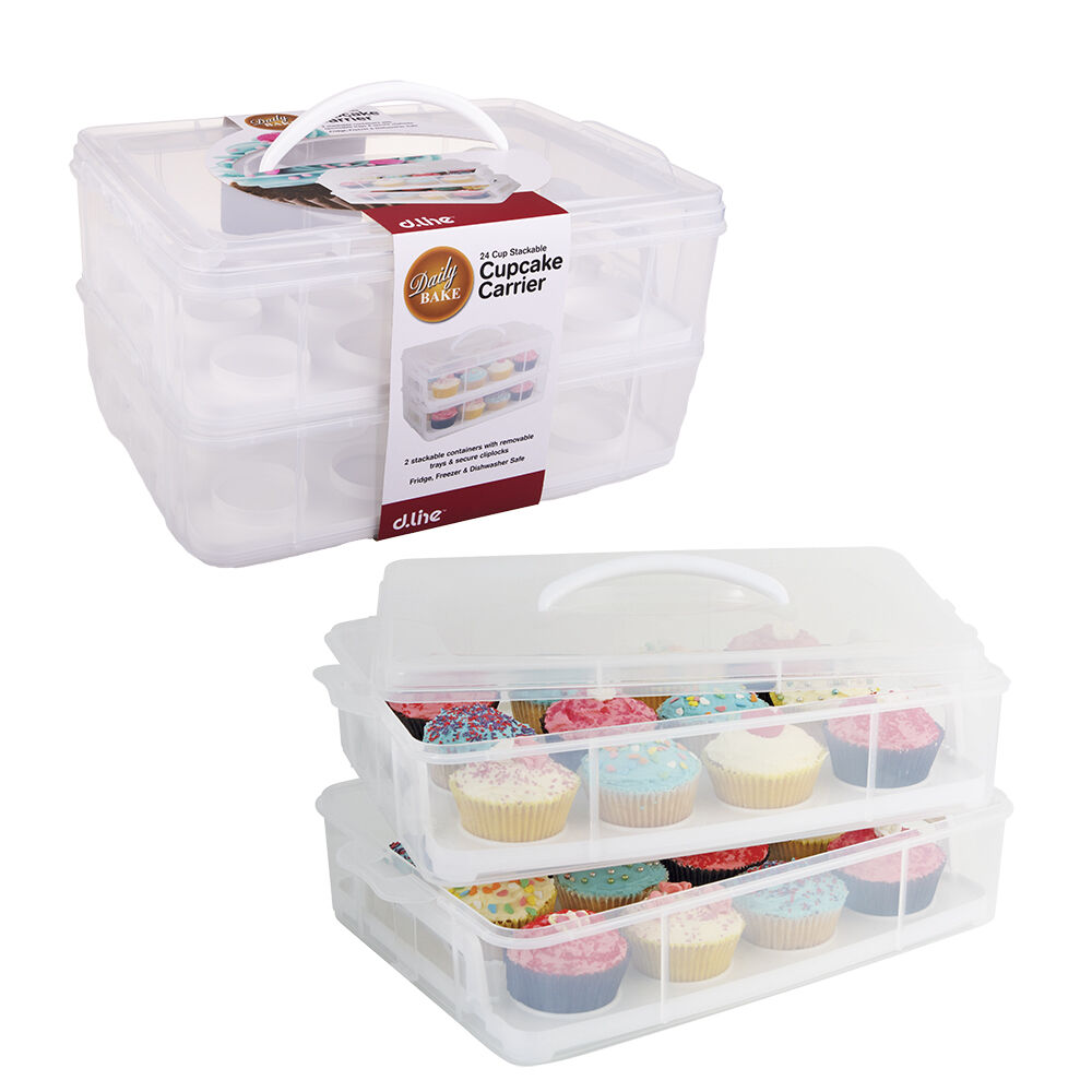 Daily Bake 24-Cup Stackable Cupcake Carrier Storage Container Rectangle White — image 5
