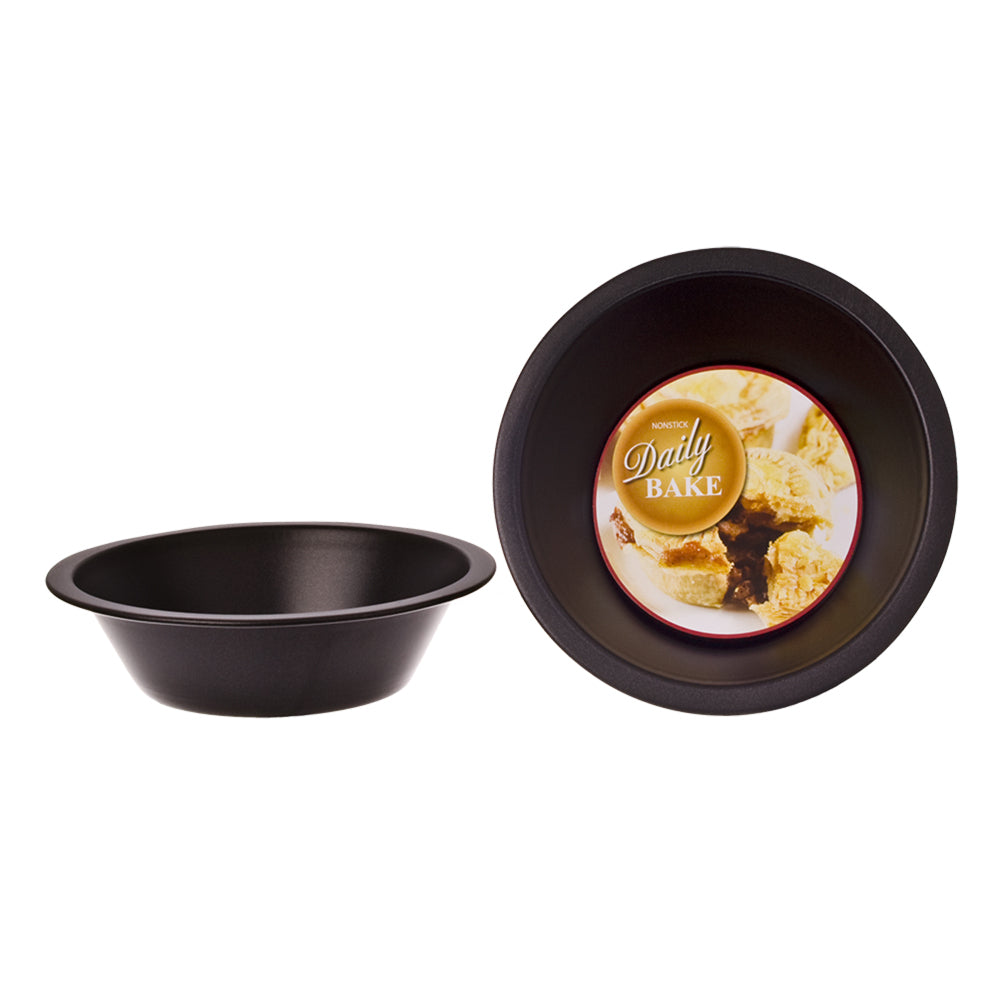 Daily Bake Non-Stick Round Pie Dish Mould/Mold Home Bakeware 12cm Black (12 Pack)