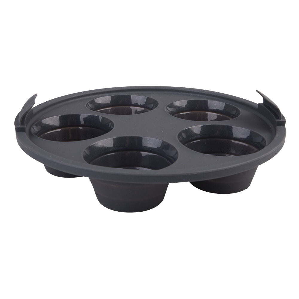 Daily Bake 22cm Black Collapsible Silicone Round 5-Cup Air Fryer Muffin Pan — image 4