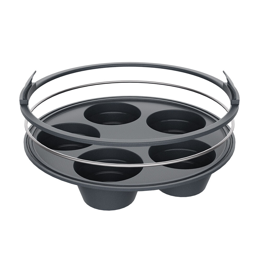 Daily Bake 22cm Black Collapsible Silicone Round 5-Cup Air Fryer Muffin Pan — image 6