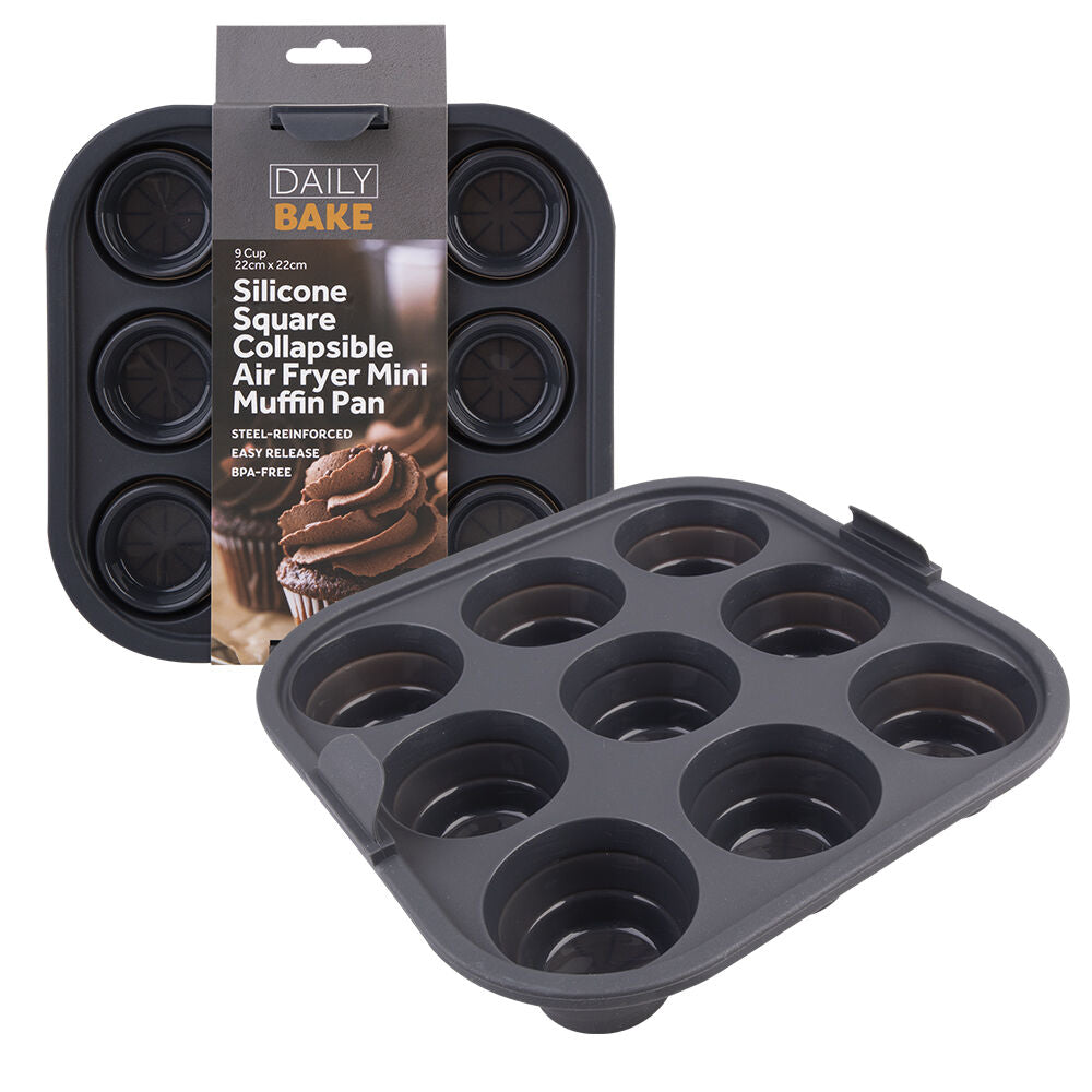 Daily Bake 22cm Silicone Collapsible Square 9-Cup Air Fryer Mini Muffin Pan — image 6
