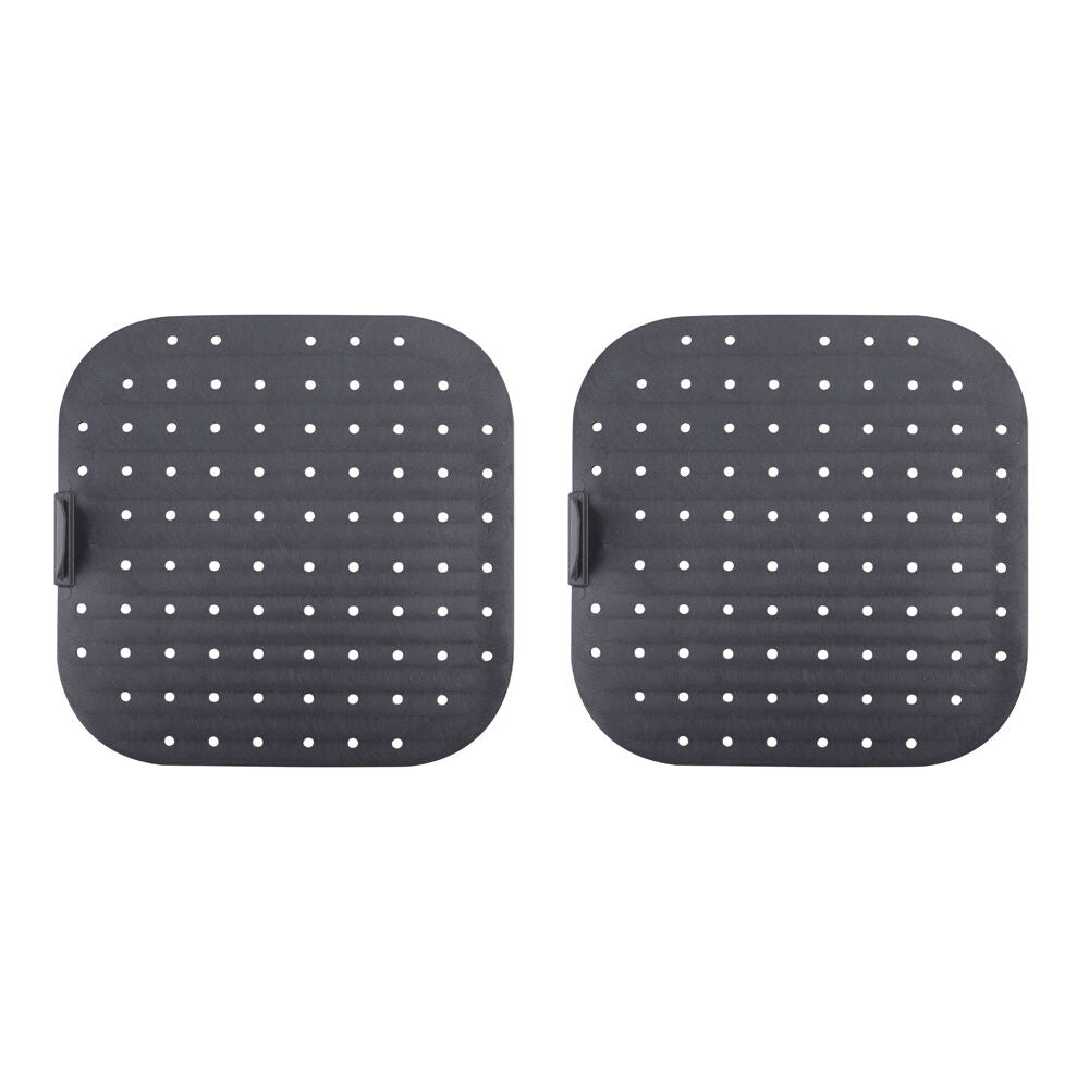 Daily Bake Silicone Square Air Fryer Liner 22cm - Charcoal (2 Pack)