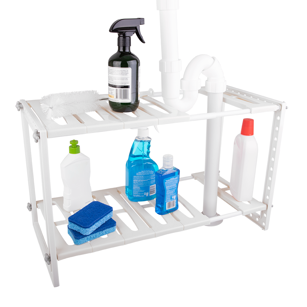 D.Line Expandable Kitchen/Bath Under Sink Shelf Organiser 40x30cm White — image 6