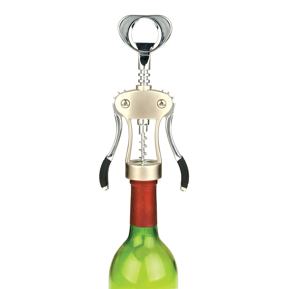 Bartender Heavy Duty Wing Corkscrew Bottle Cap Opener Barware Black Trim — image 2