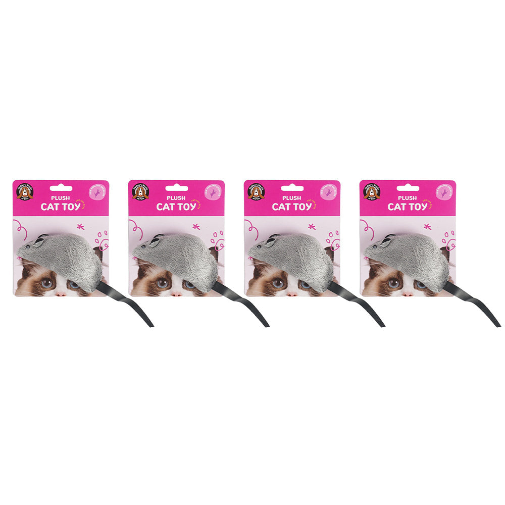 Dudley's World of Pets Plush Mouse Interactive Cat Pet Play Soft Toy (4 Pack)