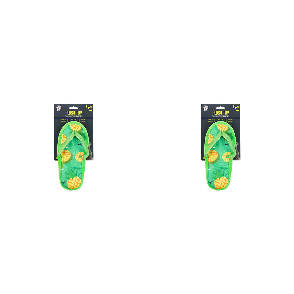 Dudley's World of Pets Plush Flip Flop Pet/Dog/Cat Interactive Chew Toy Asstd (2 Pack)