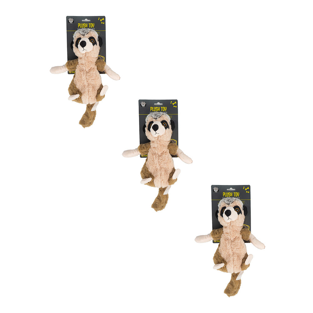 Dudley's World of Pets Plush Meerkat Toy with Squeaker Dog/Pet Toy Assorted (3 Pack)