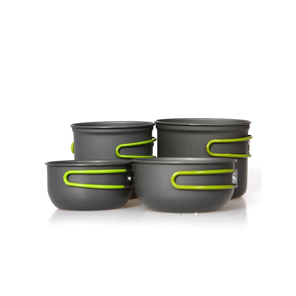 Domex Anodised Aluminium Outdoor Camping Billy And Lid Set Grey/Green (4 Pieces)