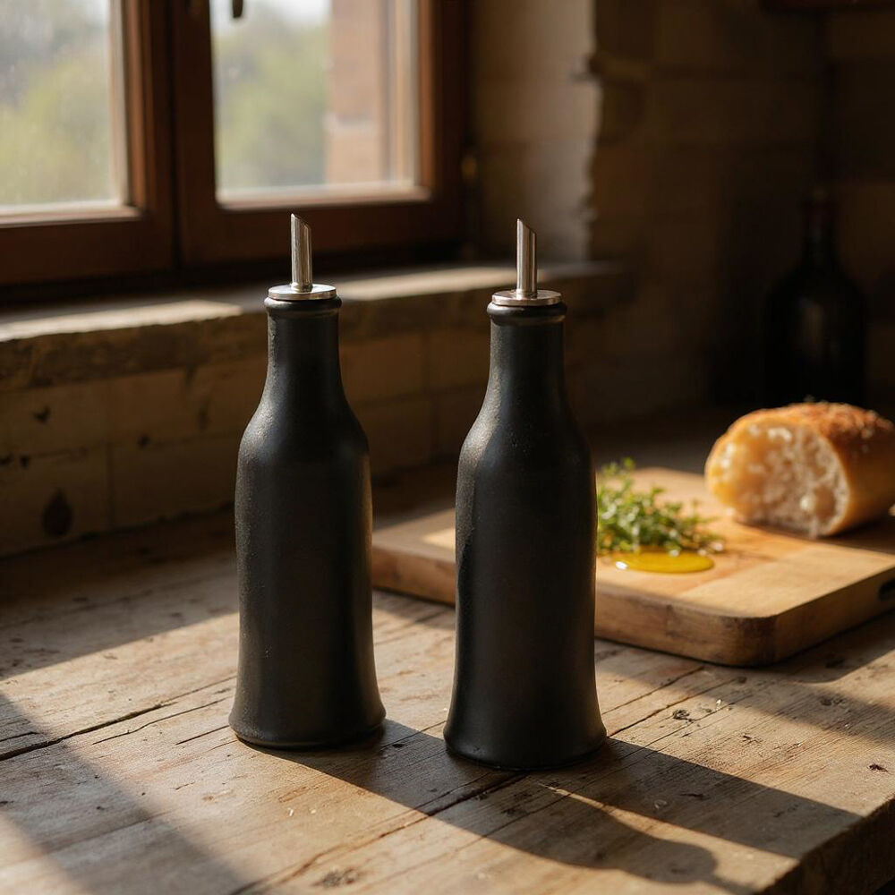 NF Living Oil & Vinegar Set 8x22 Dispenser Stoneware Kitchenware Charcoal (2 Pieces) — image 3