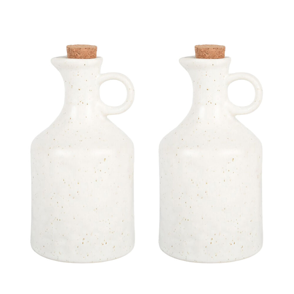 NF Living Oil Vessel 450ml Ceramic Bottles Stoneware Kitchenware White (2 Pieces)
