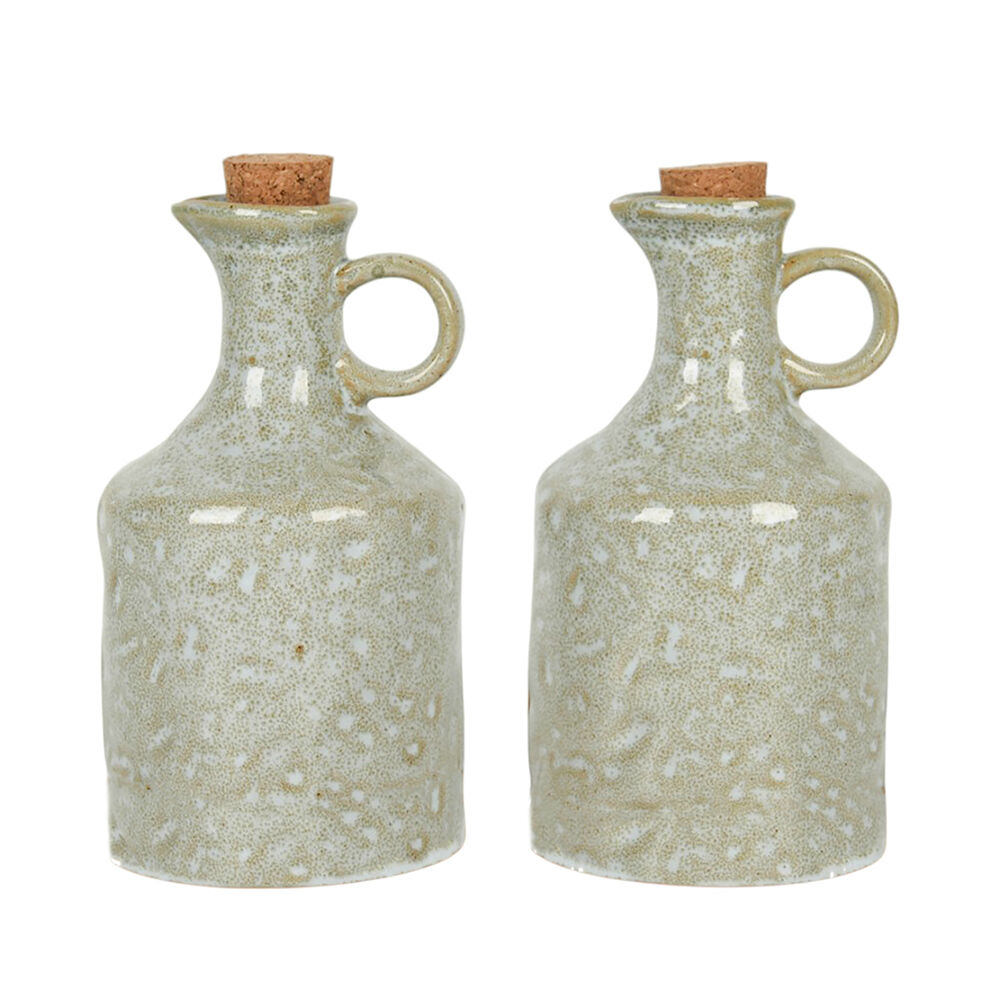 NF Living Oil Vessel 450ml Ceramic Bottles Stoneware Kitchenware Green (2 Pieces)