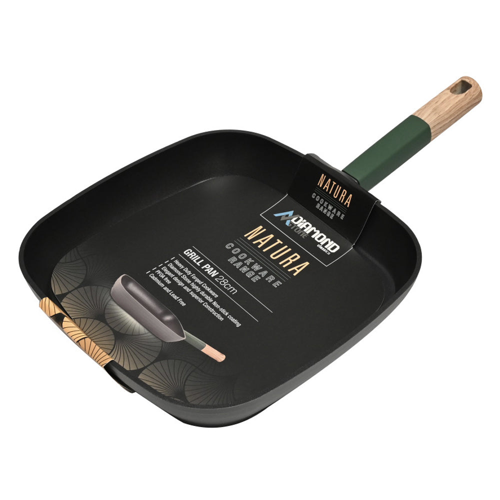 Classica 28cm Natura Diecast Aluminium Grill Pan Diamond Stone Square Black — image 2