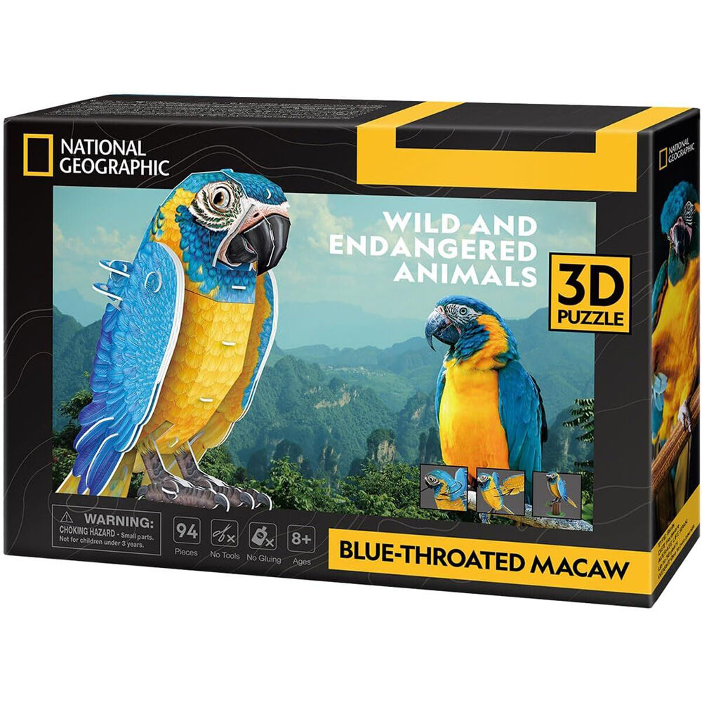 National Geographic Blue-Throated Macaws 3D Puzzle 16x37cm Kids Game 8y+